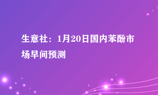 生意社：1月20日国内苯酚市场早间预测