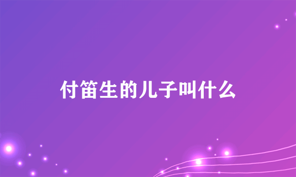 付笛生的儿子叫什么