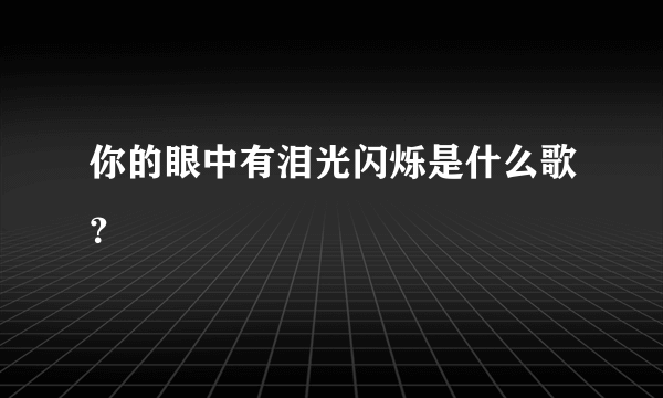 你的眼中有泪光闪烁是什么歌？