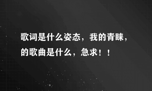 歌词是什么姿态，我的青睐，的歌曲是什么，急求！！