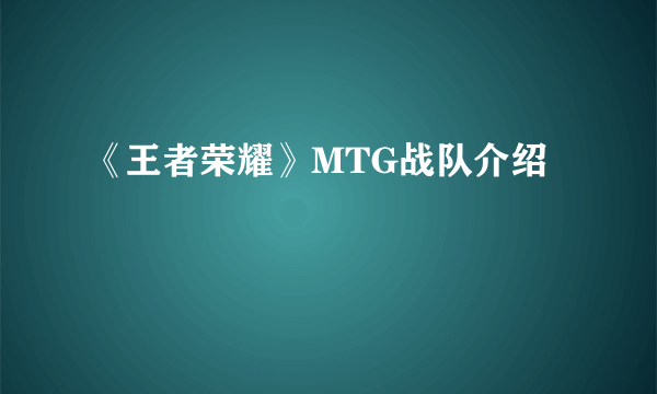 《王者荣耀》MTG战队介绍