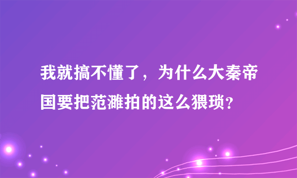 我就搞不懂了，为什么大秦帝国要把范濉拍的这么猥琐？