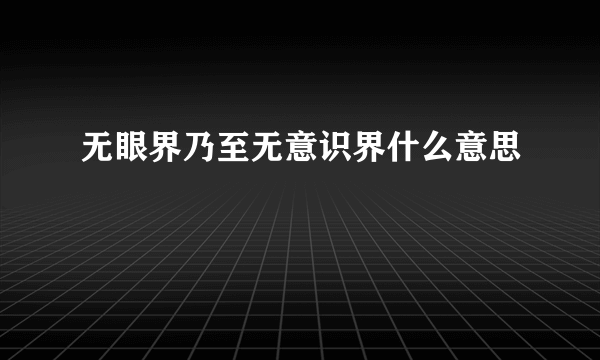 无眼界乃至无意识界什么意思