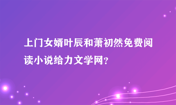 上门女婿叶辰和萧初然免费阅读小说给力文学网？