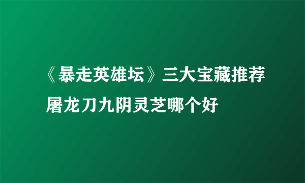 《暴走英雄坛》三大宝藏推荐 屠龙刀九阴灵芝哪个好