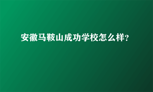 安徽马鞍山成功学校怎么样？