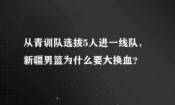 从青训队选拔5人进一线队，新疆男篮为什么要大换血？