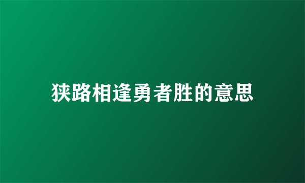 狭路相逢勇者胜的意思