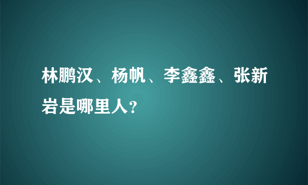 林鹏汉、杨帆、李鑫鑫、张新岩是哪里人？