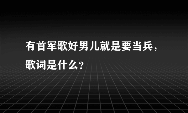 有首军歌好男儿就是要当兵，歌词是什么？