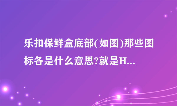 乐扣保鲜盒底部(如图)那些图标各是什么意思?就是HPL817下面那四个图标...