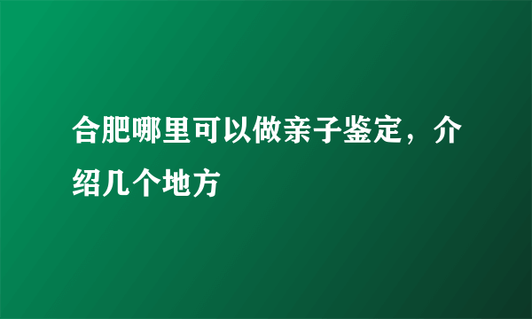 合肥哪里可以做亲子鉴定，介绍几个地方