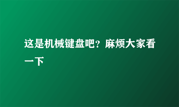 这是机械键盘吧？麻烦大家看一下