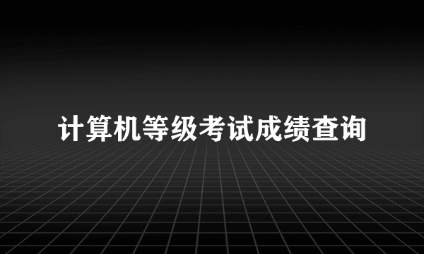 计算机等级考试成绩查询