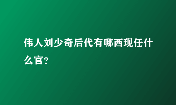 伟人刘少奇后代有哪西现任什么官？