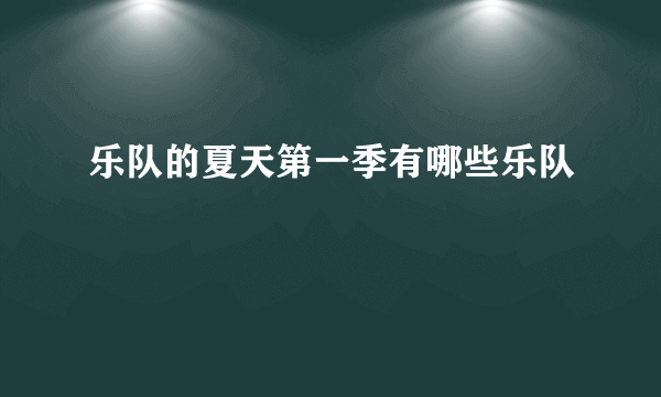 乐队的夏天第一季有哪些乐队