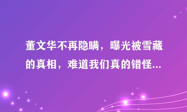 董文华不再隐瞒，曝光被雪藏的真相，难道我们真的错怪她了吗？