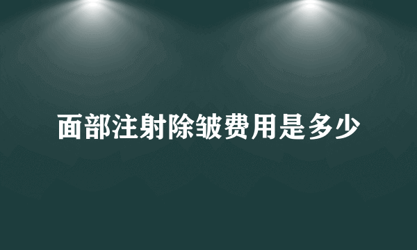 面部注射除皱费用是多少