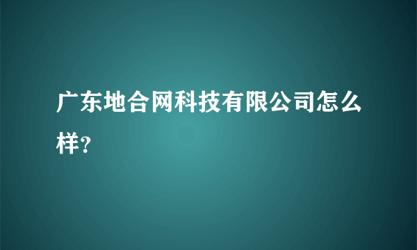 广东地合网科技有限公司怎么样？