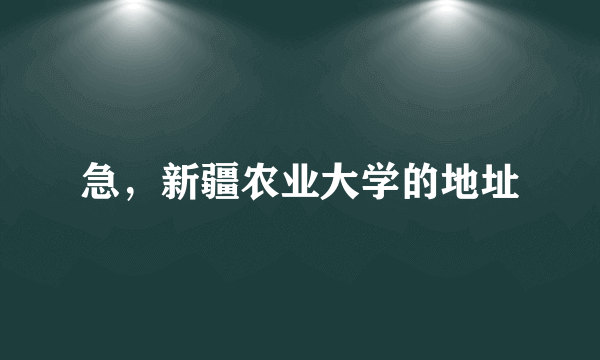 急，新疆农业大学的地址