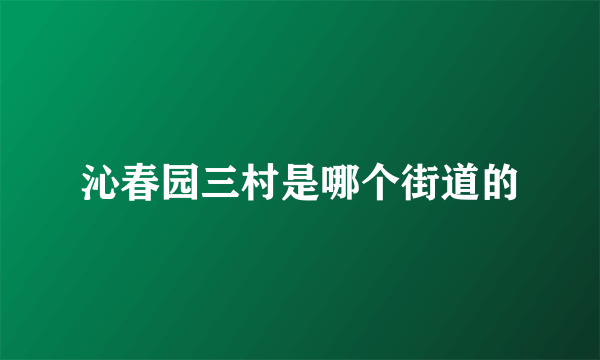 沁春园三村是哪个街道的