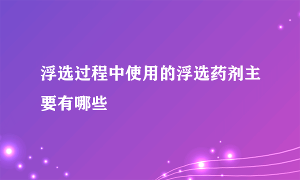 浮选过程中使用的浮选药剂主要有哪些