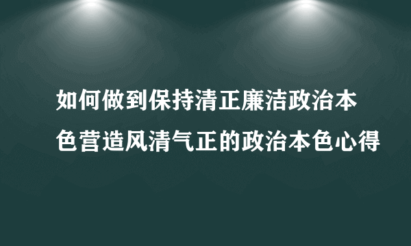 如何做到保持清正廉洁政治本色营造风清气正的政治本色心得