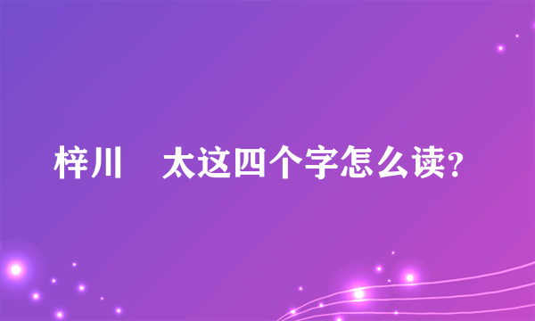 梓川咲太这四个字怎么读？