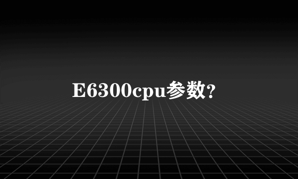 E6300cpu参数？