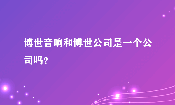 博世音响和博世公司是一个公司吗？