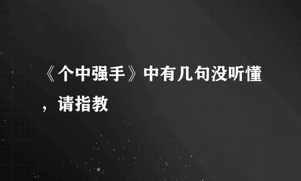 《个中强手》中有几句没听懂，请指教