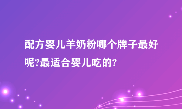 配方婴儿羊奶粉哪个牌子最好呢?最适合婴儿吃的?