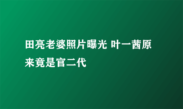 田亮老婆照片曝光 叶一茜原来竟是官二代