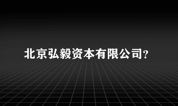 北京弘毅资本有限公司？