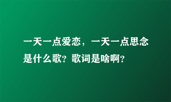 一天一点爱恋，一天一点思念是什么歌？歌词是啥啊？