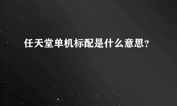 任天堂单机标配是什么意思？