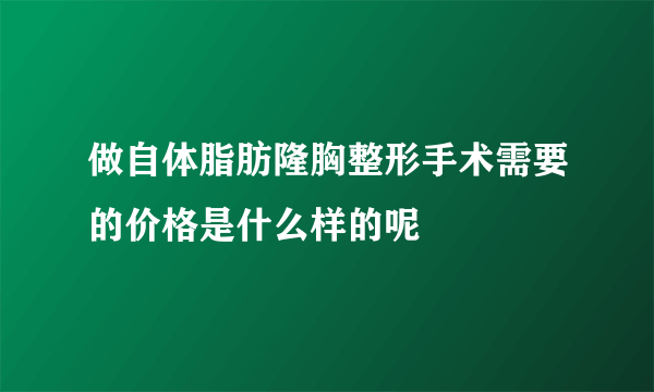 做自体脂肪隆胸整形手术需要的价格是什么样的呢