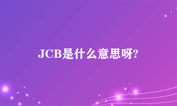 JCB是什么意思呀?