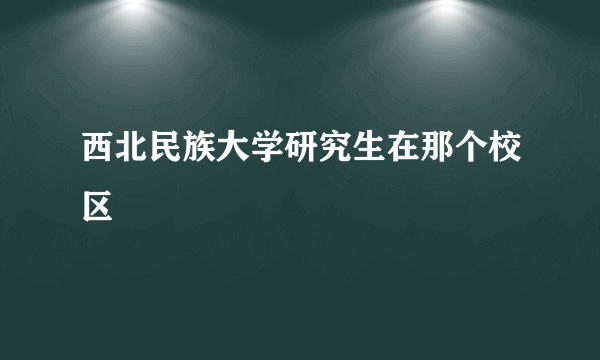 西北民族大学研究生在那个校区