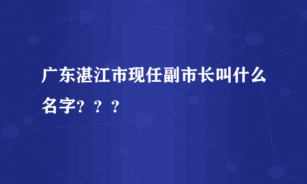 广东湛江市现任副市长叫什么名字？？？