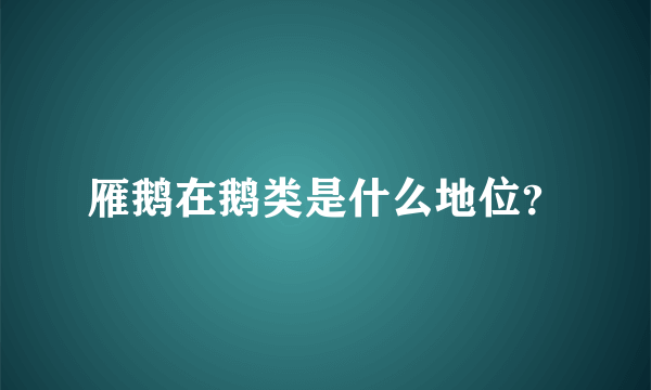 雁鹅在鹅类是什么地位？