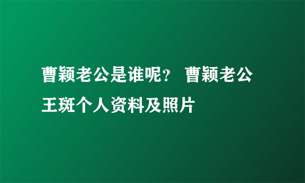 曹颖老公是谁呢？ 曹颖老公王斑个人资料及照片