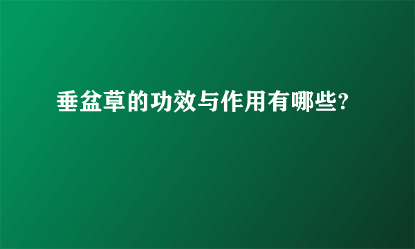 垂盆草的功效与作用有哪些?