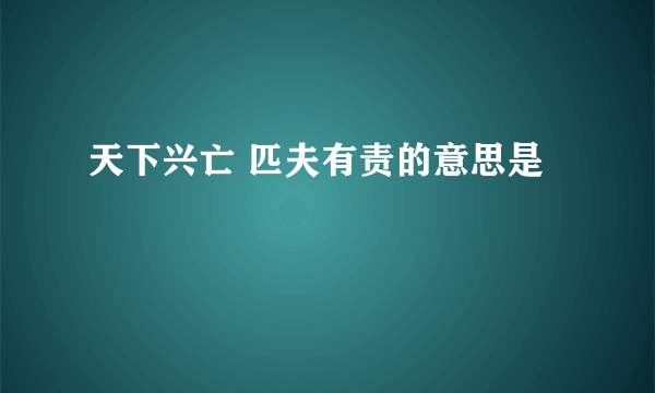 天下兴亡 匹夫有责的意思是