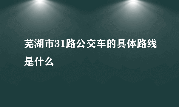 芜湖市31路公交车的具体路线是什么