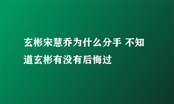 玄彬宋慧乔为什么分手 不知道玄彬有没有后悔过