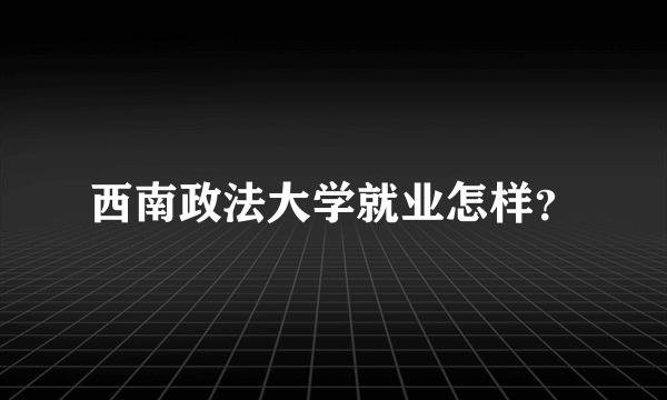 西南政法大学就业怎样？