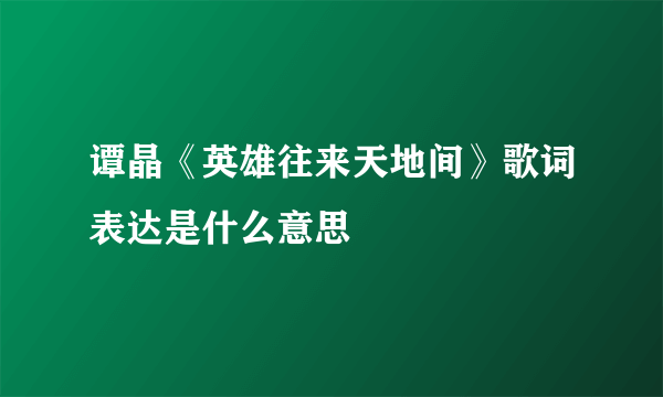 谭晶《英雄往来天地间》歌词表达是什么意思