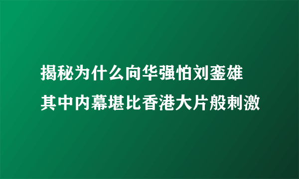 揭秘为什么向华强怕刘銮雄 其中内幕堪比香港大片般刺激