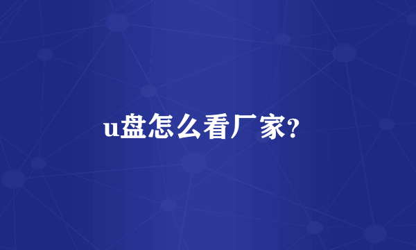 u盘怎么看厂家？